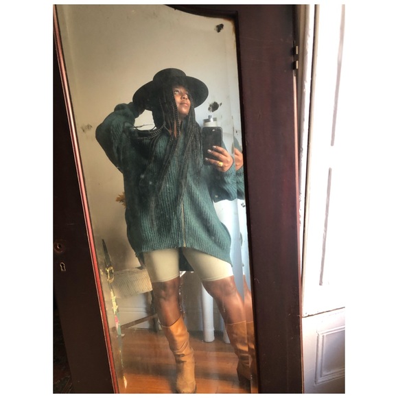 LL Bean green wool oversized zip up cardigan jacket sweater - Picture 6 of 17